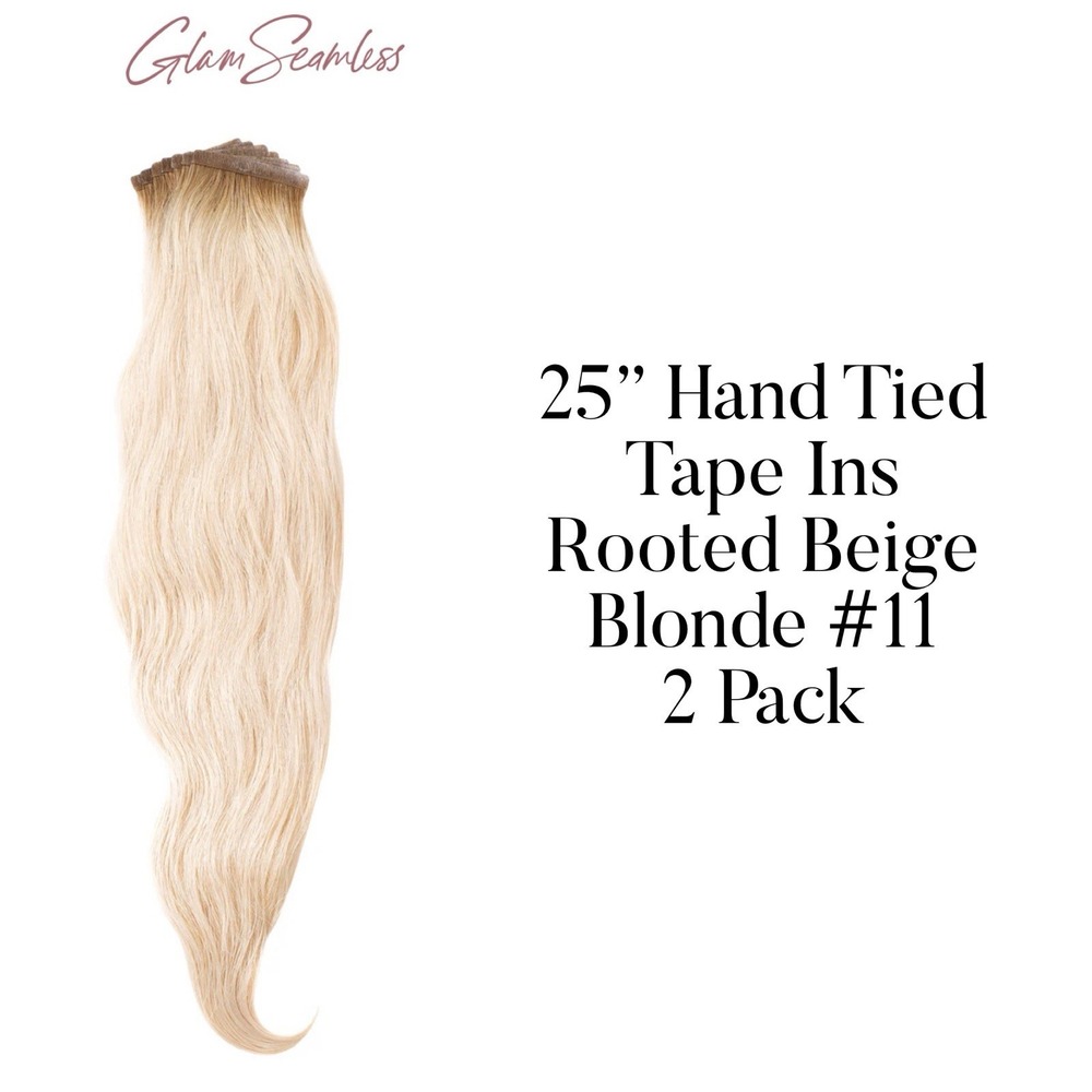 Glam Seamless x Priscilla Valles Hand Tied Tape-In 25" Beige Blonde 11 Two Pack